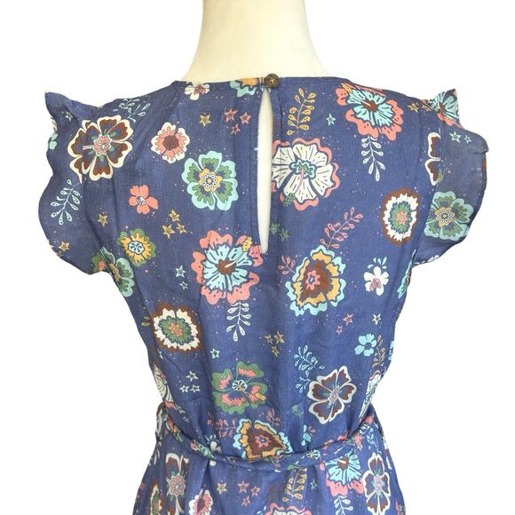 Marine Layer Laney Dress Women Small Blue Purple Marlin Hibiscus Floral Mini NWT - Picture 8 of 16